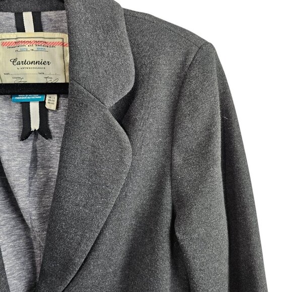 Cartonnier Blazer Anthropologie Corp Core Charcoal Gray Cotton Blend Jacket - Picture 3 of 8